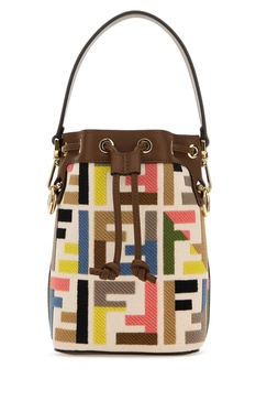 Embroidered Canvas Mon Tresor Bucket Bag