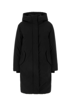 Black Polyester Cocoon Parka