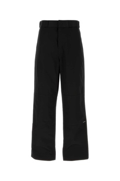 Palm Angels Man Black Cotton Wide-Leg Pant