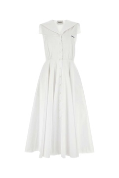 Miu Miu Woman White Cotton Shirt Dress