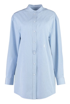 JIL SANDER Women's Striped Cotton Poplin Shirt with Rounded Hem