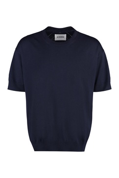 JIL SANDER Classic Blue Short Sleeve Wool Sweater for Men - FW23 Collection