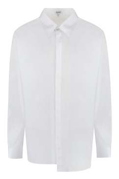 LOEWE Men's White Asymmetrical Cotton Shirt