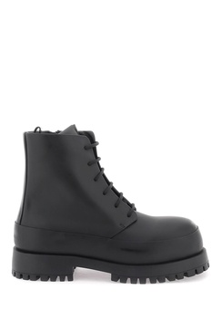 FERRAGAMO Men's Black Combat Boots for SS24 Season