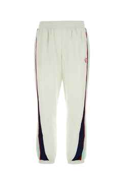 White polyester joggers