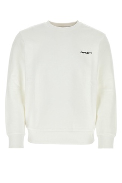 White cotton Script Embroidery Sweatshirt