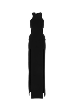 Black polyester long dress