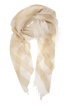 Peserico Modal, Viscose And Lurex Yoke Scarf in Brown