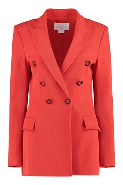 Genny Double-Breasted Wool Blazer in Red