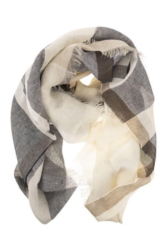 Peserico Linen, Viscose And Lurex Blend Bob Scarf in Beige