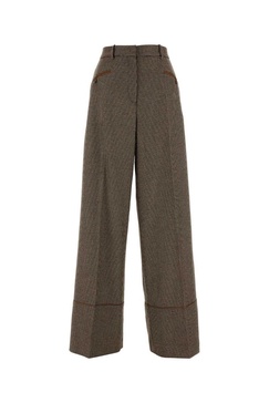 Embroidered Stretch Wool Blend Wide-leg Pant