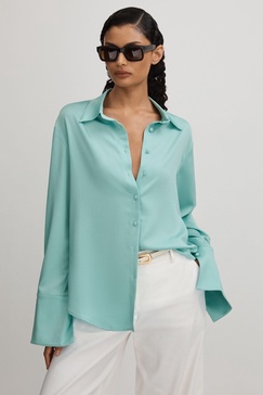 Lana Teal Anna Quan Japanese Satin Shirt