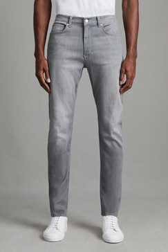 Slim Fit Jersey Jeans in Grey