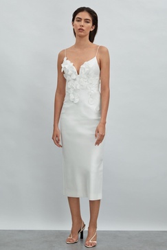 Acler Ruffle Midi Dress in Ivory