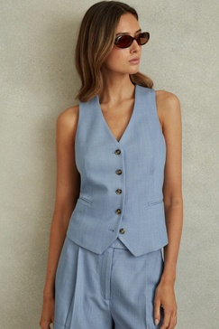 Single Breasted Suit Waistcoat with TENCEL™ Fibers in Blue