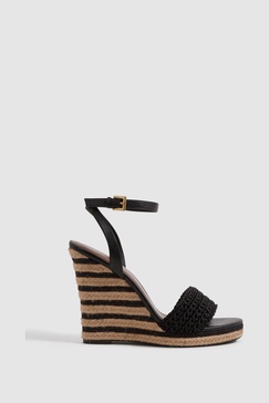 Crochet Wedges Heels in Black/Neutral