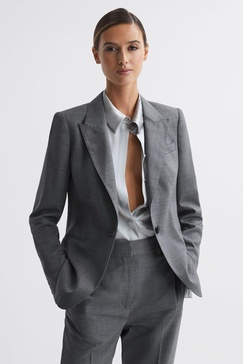 Tailored Fit Wool Blend Single Breasted Suit Blazer in Grey