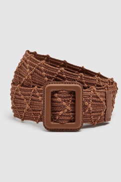 Elasticated Woven Belt in Tan