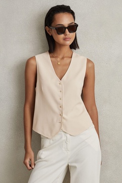 Single Breasted Waistcoat in Cream