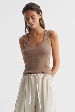 Violet Mocha Scoop Neck Jersey Vest Top