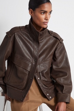 Atelier Grained Leather Jacket in Chocolate