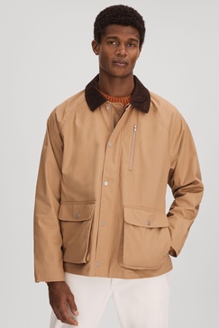 Les Deux Water Resistant Canvas Zip-Through Jacket in Camel