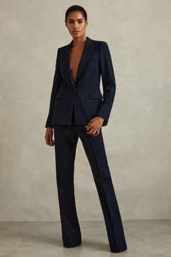 Flared Suit Trousers in Navy