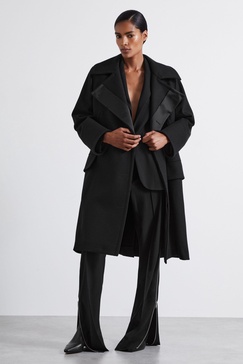 Atelier Felted Trapeze Coat in Black