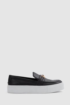 Leather Loafer Trainers in Black