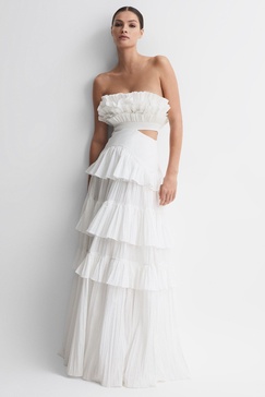 Acler Strapless Tiered Maxi Dress in Ivory