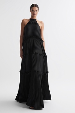 Acler Ruffle Halterneck Maxi Dress in Black