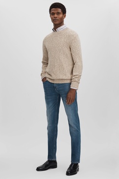 Oscar Jacobson Marled Cotton Blend Jumper in Beige