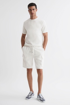 Interlock Jersey Cargo Shorts in White