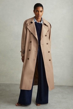 Jenna Camel Double Breasted Belted Trench Coat