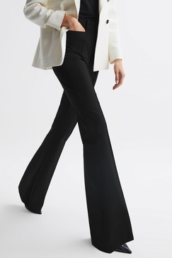 Flared High Rise Trousers in Black