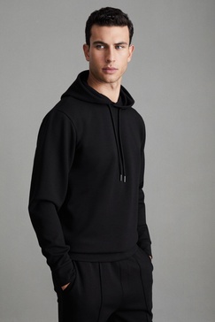 Interlock Jersey Hoodie in Black