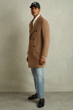 Rimini Camel Wool Blend Double Breasted Overcoat