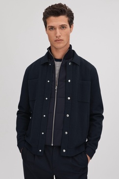 Hybrid Funnel Neck Jacket in Navy