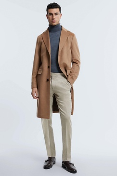 Atelier Cashmere Single Breasted Coat in Camel