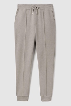 Drawstring Jersey Joggers in Taupe