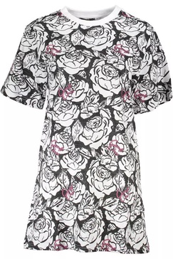 elegant short sleeve round neckline printed women's dress