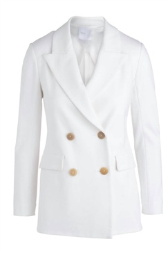 double breasted peak lapel jacket in white