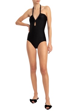 timeless halter neck swimsuit in black