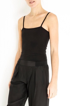 pima cotton cami bodysuit in black