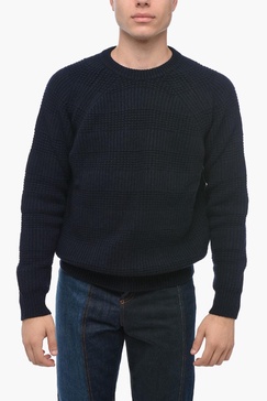 crew neck jacquard virgin wool sweater