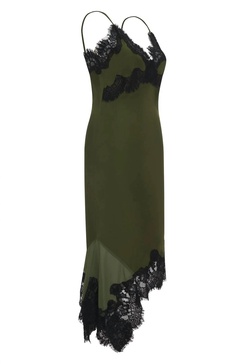 women's emma bottom slip dress in sage green/black