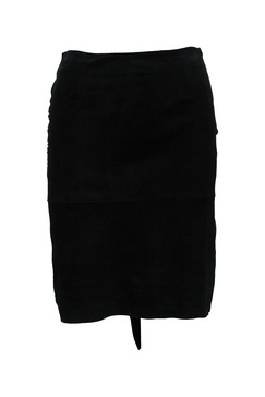 ba & sh asymmetric skirt in black goatskin leather