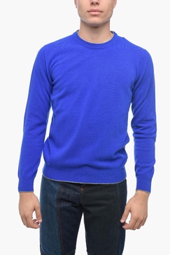 crew neck icon virgin wool sweater with contrasting patches