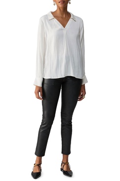 johnny collar tunic in chalk