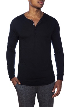 poly viscose long sleeve henley